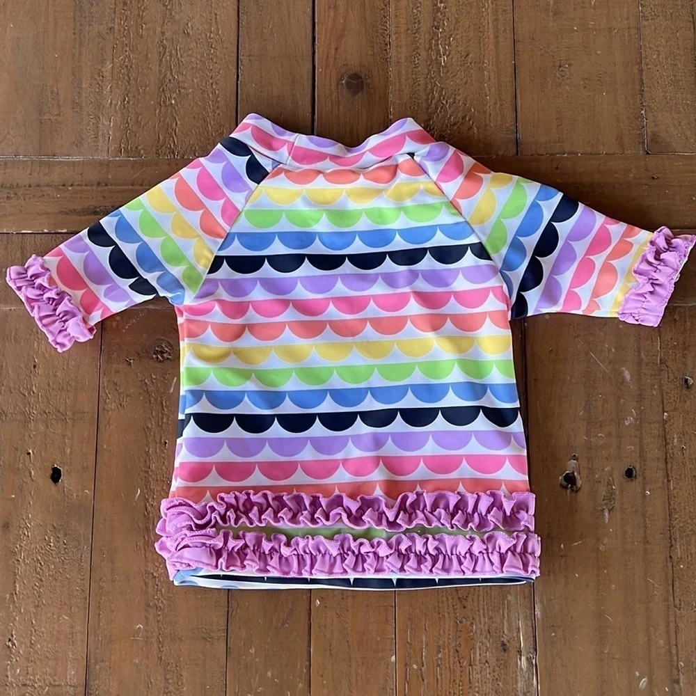 Rufflebutts scalloped rainbow two piece swimsuit
